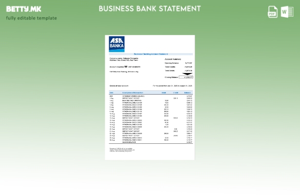 Модерен стил на компанијата АСА Банка за проверка на извод од сметката Word и PD